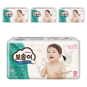보솜이 리얼코튼 오가니크 팬티 여아용, 대형(L), 136매