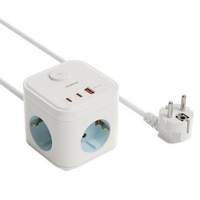 무아스 마카롱 USB 고용량 큐브 멀티탭 3구, 1.5m, 1개, 스카이블루
