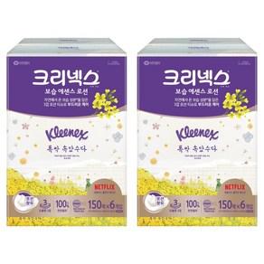 크리넥스 보습 에센스 로션 천연펄프 미용티슈 3겹, 150매, 12개