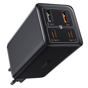 베이스어스 GaN6 프로 100W 초고속 충전기 2C+2U + 100W C타입 포함, 블랙, 1세트