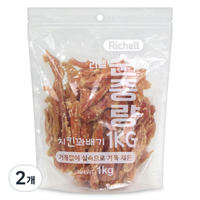 리첼 순중량 강아지 간식, 치킨꽈배기, 1kg, 2개