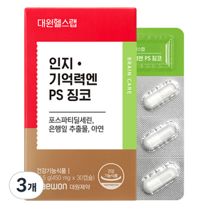 대원제약 대원헬스랩 인지 기억력엔 PS 징코 13.5g, 3개, 30정