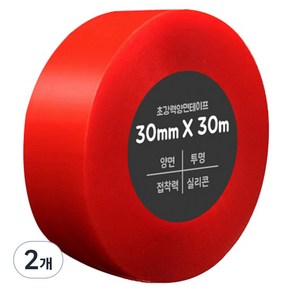 다다 초강력 양면테이프 30mm x 30m, 투명, 2개