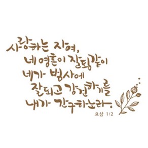 디자인엠 사랑하는 자여 캘리그라피 포인트 스티커, 샌디브라운, 소형(48 x 29 cm)