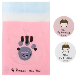 황씨네도시락 접착 애니멀 봉투 고양이 100p + 왕관 걸 스티커 100p, 1세트