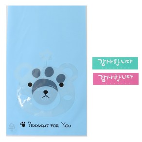 황씨네도시락 비접착 애니멀봉투 곰 50p + 캘리스티커 감사합니다 핑크 25p + 민트 25p, 1세트