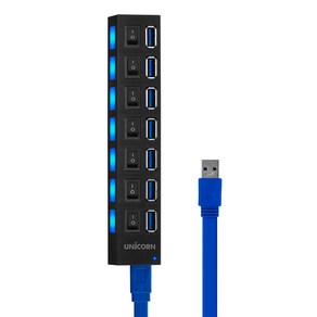 유니콘 USB3.0 7포트 허브 각포트 전원버튼 XH-Q5