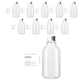 병도매닷컴 ARB300 투명 페트병 300ml + 실버캡 + 병라벨 스티커 N7, 10세트