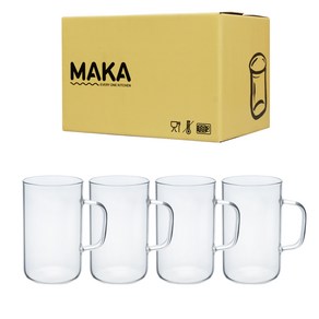 MAKA 손잡이 내열 유리컵 530ml M07, 4개