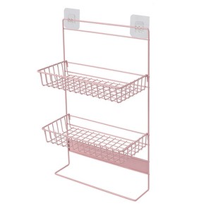냉장고걸이 2단 스틸 수납선반 핑크