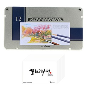 동아 문화 수채 색연필 틴 케이스 12색 + 동아PMS 캘리그라피 패드 60p 문구세트