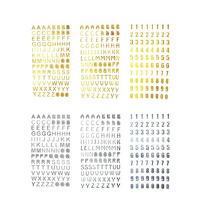 레터링 알파벳 숫자 스티커 2종 x 3p 세트, 골드, 실버, 1세트