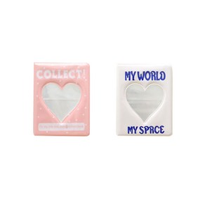 하트 콜렉트북 2단 포카 포토카드 바인더 2종 세트, MYWORLD 화이트, COLLECT 핑크, 64매