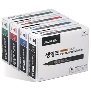 자바펜 생잉크 유성 매직 4종 x 12p 세트, 검정, 파랑, 빨강, 초록, 1세트