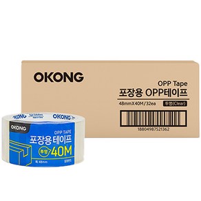 오공 포장용 투명 박스 OPP 테이프 48mm x 40m, 32개