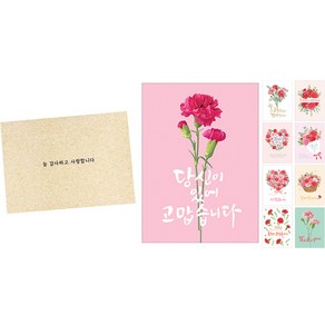 마음담아 카네이션 카드 9종 세트, 혼합색상