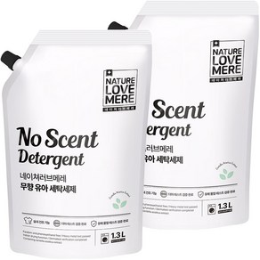 네이쳐러브메레 무향 유아 세탁세제, 1.3L, 2개