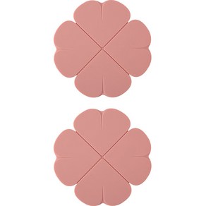 아리코 네잎클로버 실리콘 냄비받침, 핑크, 2개