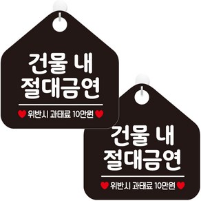 제제데코 오픈 사무실 문 실내 걸이용 포맥스 화장실 금연 안내판 팻말 오각 블랙판 20cm, 285 건물내절대금연, 2개