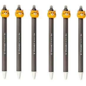 아이비스 지워지는 동물친구들 젤펜 0.5mm, 브라운, 6개