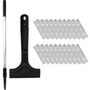 월드크린 원터치 롱 흑칼집 스크래퍼 + 2단봉 + 칼날 20p, 1세트