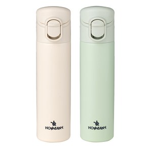 홈애니 원터치 미니 보온병 2종 세트, 베이지, 그린, 180ml, 1세트