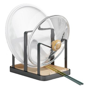 블럭마트 주방 조리대 다기능 냄비뚜껑 도마 받침대 2단, 블랙, 1개