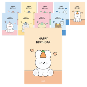 도나와친구들 HAPPY BIRTHDAY 엽서 15 x 10 cm 5종 x 2p 세트, 도나, 토미, 마몽이, 호두, 순면이