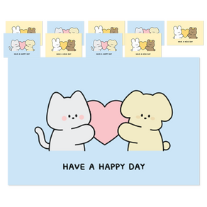 도나와친구들 HAVE A HAPPY DAY 엽서 10 x 15 cm 2종 x 5p 세트, 토미 하트 마몽, 순면이 하트 호두, 1세트