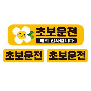 제제데코 초보운전 자동차 탈부착 자석 고휘도 반사 스티커 7 초보꽃잎 AC006 대형 + 소형 2p 세트, 혼합색상, 1세트