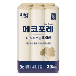 리빙티슈 에코포레 3겹 고급롤화장지