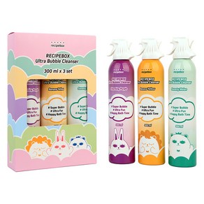 레시피박스 유아용 거품목욕 울트라 버블클렌저 챠밍퍼플 300ml + 바나나옐로우 300ml + 스위티멜론 300ml 세트, 1세트