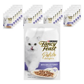 팬시피스트 3개월 이후 고양이 쁘띠딜라이트 주식 파우치, 칠면조, 50g, 24개