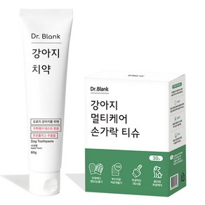 닥터블랭크 강아지 치약 사과향 80g + 멀티케어 손가락 칫솔티슈 30p 세트, 1세트