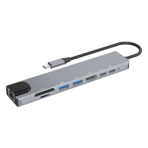 모락 프로토 8포트 Type-C DEX HDMI USB 3.0 이더넷 멀티 허브 MR-HUB8., 1개