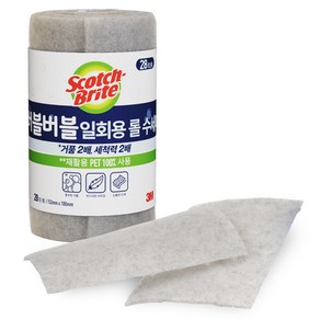 스카치브라이트 3M 버블버블 일회용 롤 수세미, 1개, 28개입