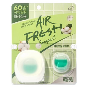 에어후레쉬 컴팩트 비치형 화장실용 방향제 본품 6ml + 리필 6ml 세트 에이프릴 코튼향, 1세트