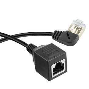 Coms RJ45 랜 포트 연장 좌향 꺾임 케이블 MF CAT8 랜선 꺽임 IH564, 1개