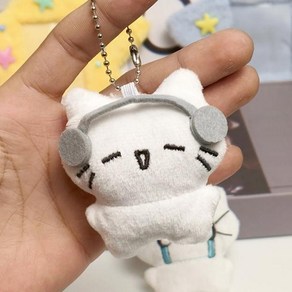 야옹이X꼬 미니미니 고양이 인형 키링, 헤드폰냐옹, 1개, 5.3cm