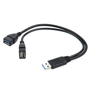 컴스 USB 3.0 A Y USB 3.0 A M to USB 3.0 A F USB 2.0 A F 케이블 30cm