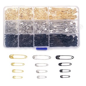 코히모 다용도 옷핀 19mm 210p + 22mm 150p + 28mm 120p + 38mm 120p 5W0042 세트, 1세트, 골드, 실버, 블랙