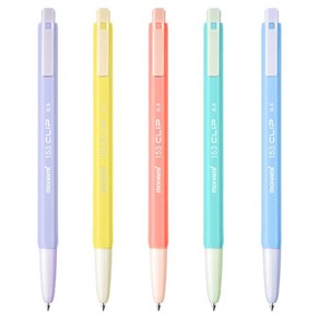 모나미 153 클립 파스텔 볼펜 5종 세트 0.5mm, Black, Black, Pink, Geen, Sky Blue, 1세트