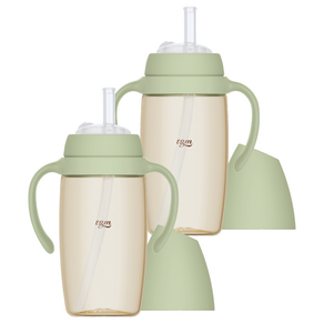 티지엠 유아용 PPSU 밀알 빨대컵 280ml, 2개, 모스그린