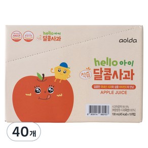 아올다 hello 아이 달콤사과 주스, 100ml, 40개, 사과맛