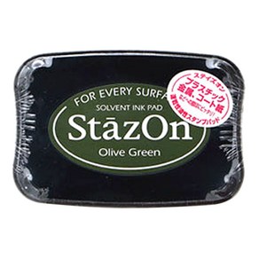 StazOn 츠키네코 유성스탬프 잉크 글래스용 SZ-51, Olive Geen, 1개