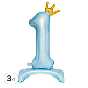 파티데코 스탠딩 은박 풍선 숫자 1, 블루, 3개