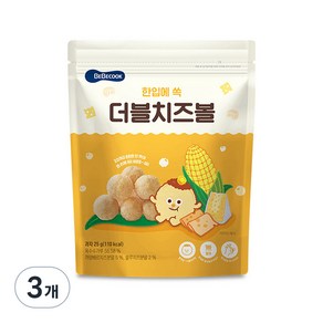 베베쿡 더블치즈볼 과자, 치즈, 25g, 3개