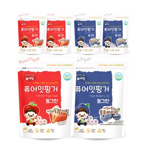 퓨어잇 핑거 동그란 자일리톨 딸기링 3p + 블루베리링 3p, 1세트