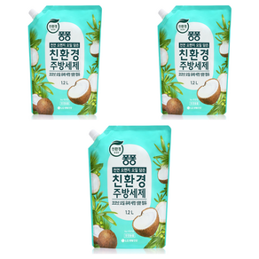 퐁퐁 친환경 주방세제 코코넛 리필, 1.2L, 3개