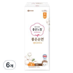 좋은느낌 좋은순면 롱 팬티라이너, 69개입, 6개